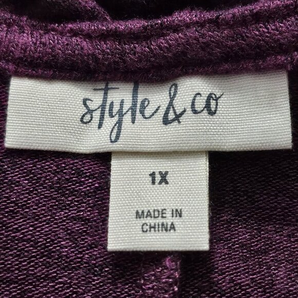 2/$50 Style & Co Womens Plus Ribbed V Neck Sweater 1X NWT - Picture 4 of 7